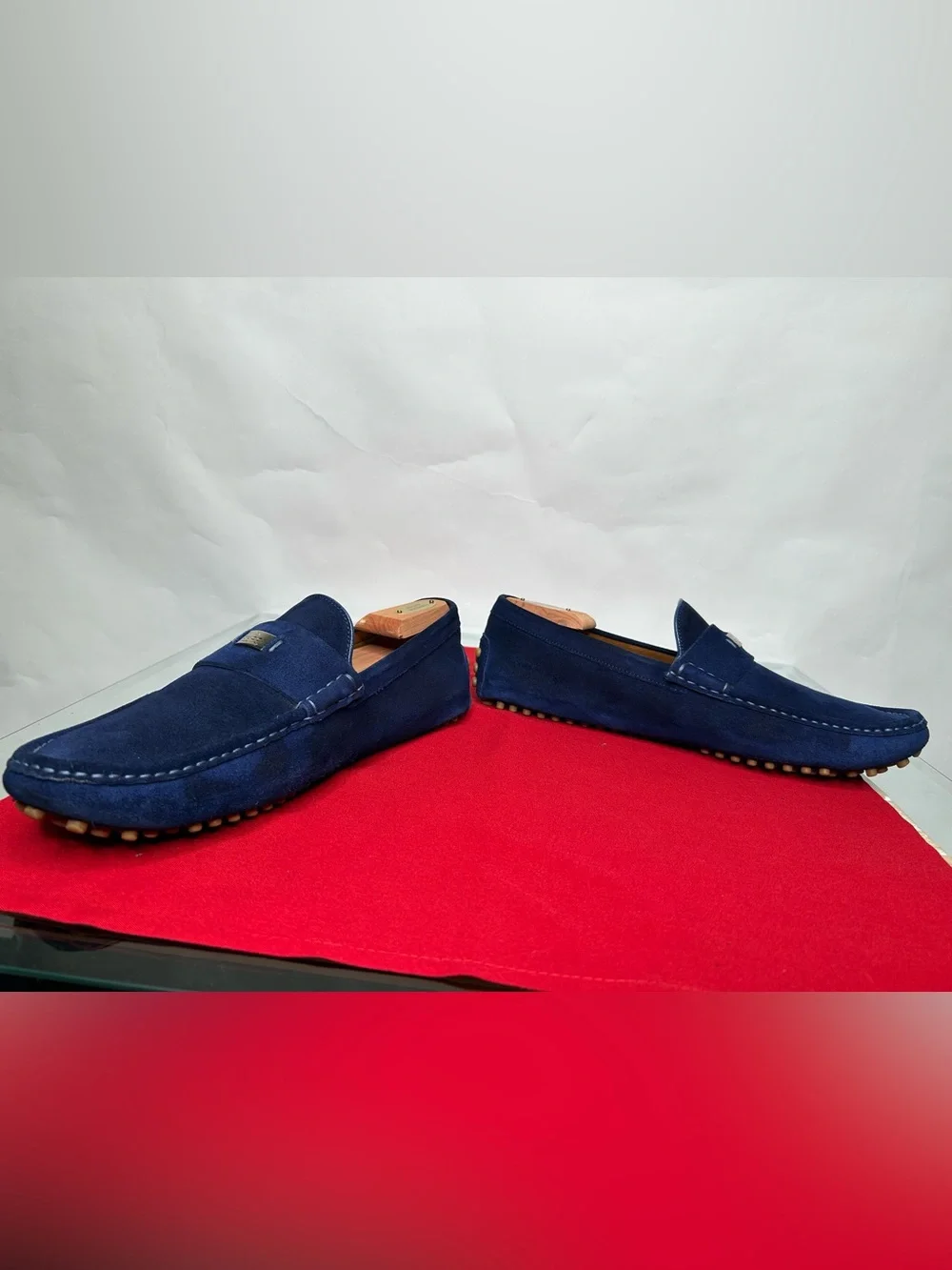 Gucci Blue Suede Loafers Drivers 11 Navy